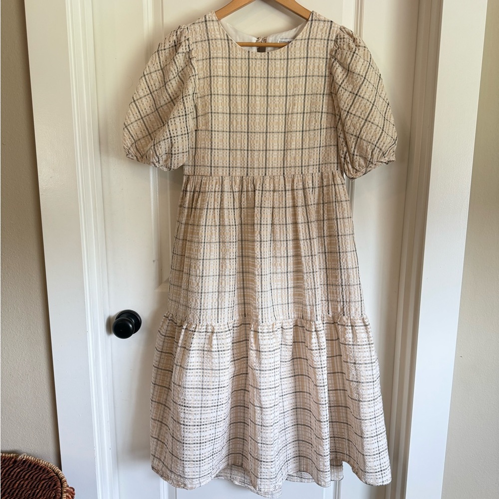 English Factory Cottagecore Cream Colored Puff Sleeve Dress Womens Size XS - Picture 2 of 7